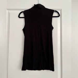 Large, Black, Christian Siriano - Ribbed Turtleneck Tanktop